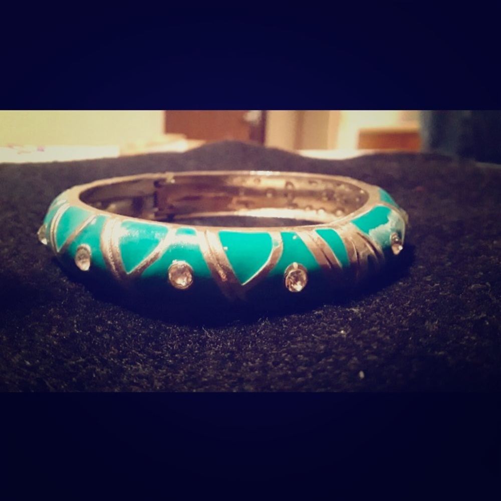 Turquoise and silver bangle